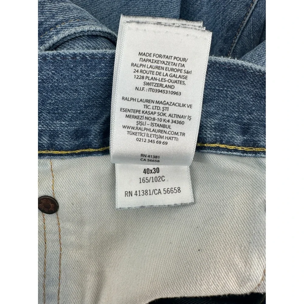 Polo Ralph Lauren Varick Slim Straight Jeans Mens 40x30 Medium Wash Blue Denim